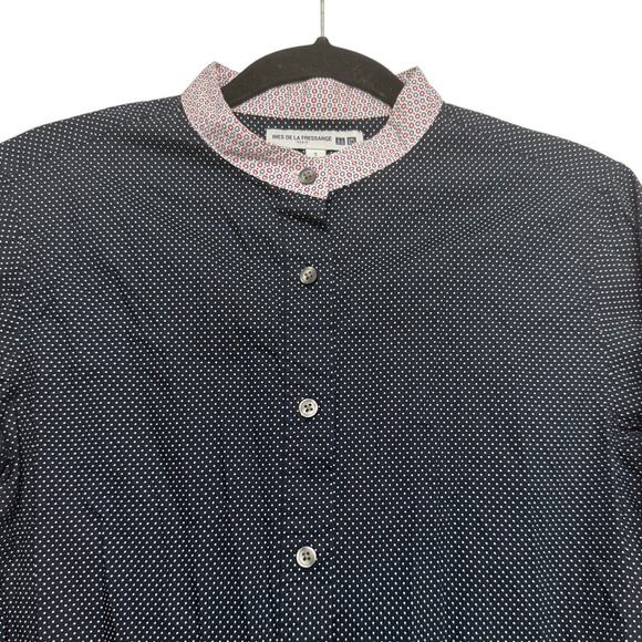 Ines De La Fressange x Uniqlo Button Up Shirt Small Navy Mixed Print Cotton - Picture 2 of 6